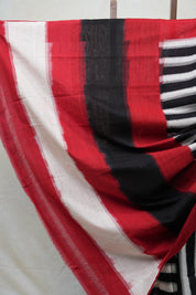 Black-White Pochampalli Cotton Ikat Saree - SRBWPCIS456