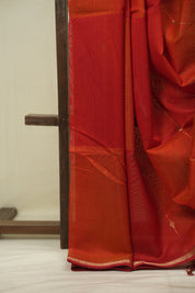 Red -Orange Maheshwari Saree - SRROMS1307