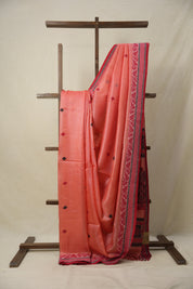 Baby Pink Jamdani Tussar Silk Saree - SRBPJTSS0028