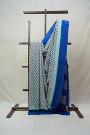 Aqua Green Pochampalli Cotton Ikat Saree - SRAGPCIS457