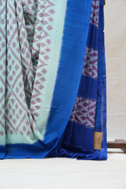 Aqua Green Pochampalli Cotton Ikat Saree - SRAGPCIS457