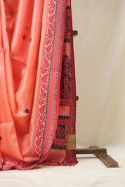 Baby Pink Jamdani Tussar Silk Saree - SRBPJTSS0028