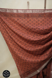 Terracotta Brown Cotton Mangalgiri Saree - SRTBCMS38