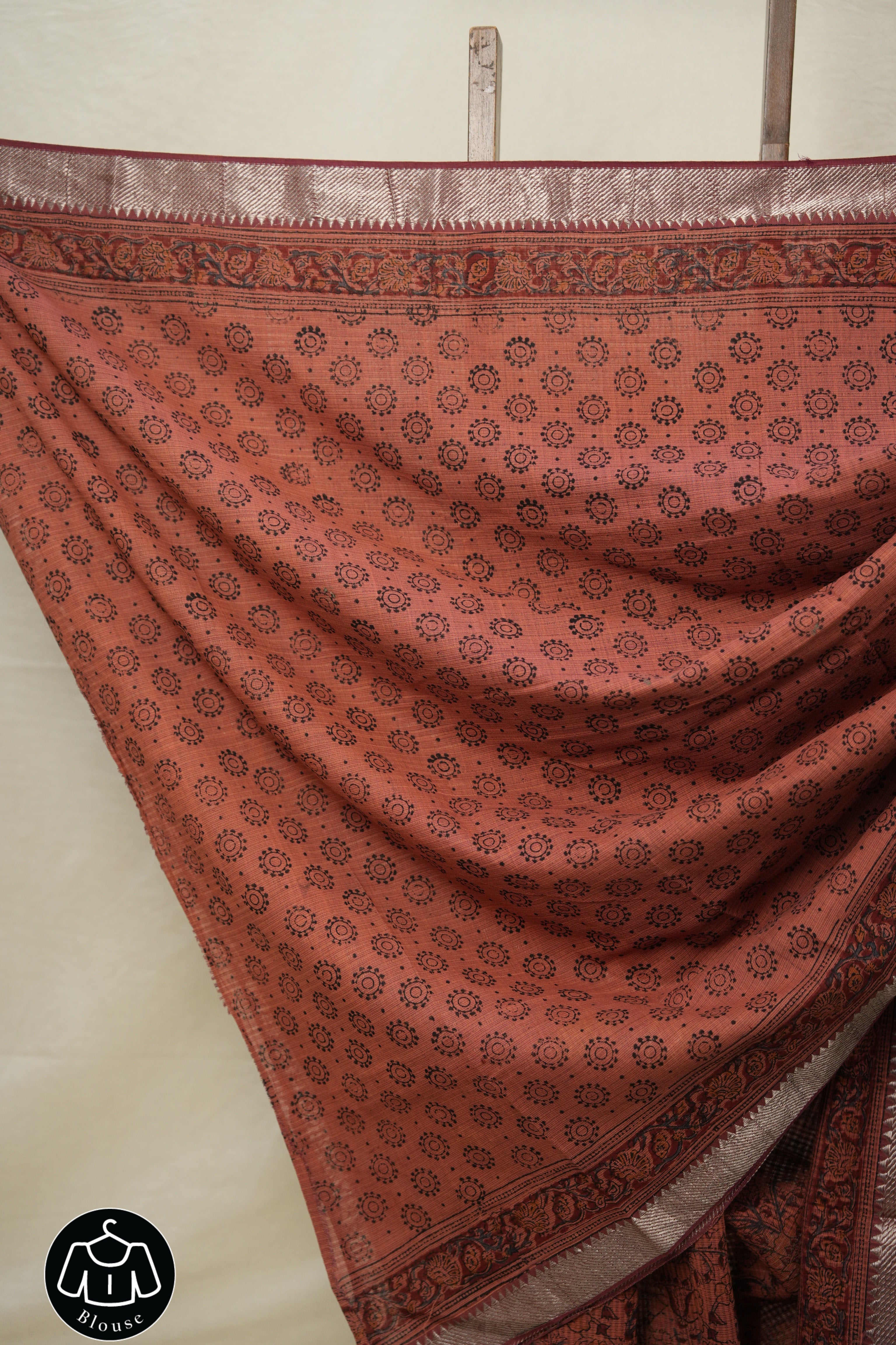 Terracotta Brown Cotton Mangalgiri Saree - SRTBCMS38