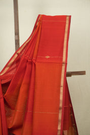 Red -Orange Maheshwari Saree - SRROMS1307