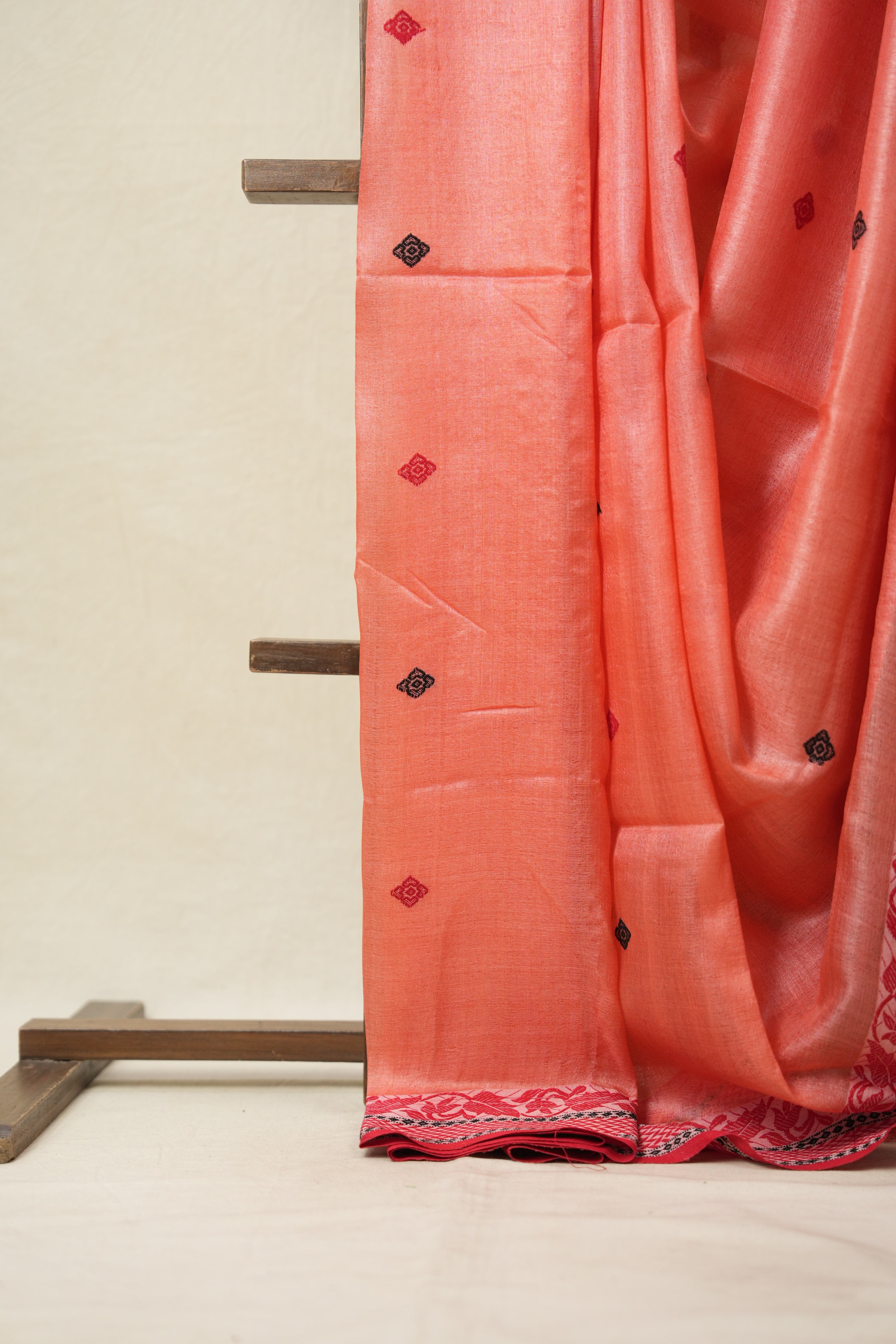 Baby Pink Jamdani Tussar Silk Saree - SRBPJTSS0028