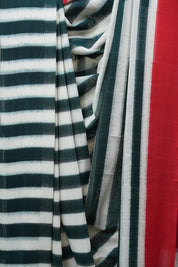 White-Green Pochampalli Cotton Ikat Saree - SRWGPCIS459