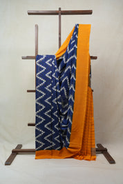 Ink Blue Pochampalli Cotton Ikat Saree - SRIBPCIS462