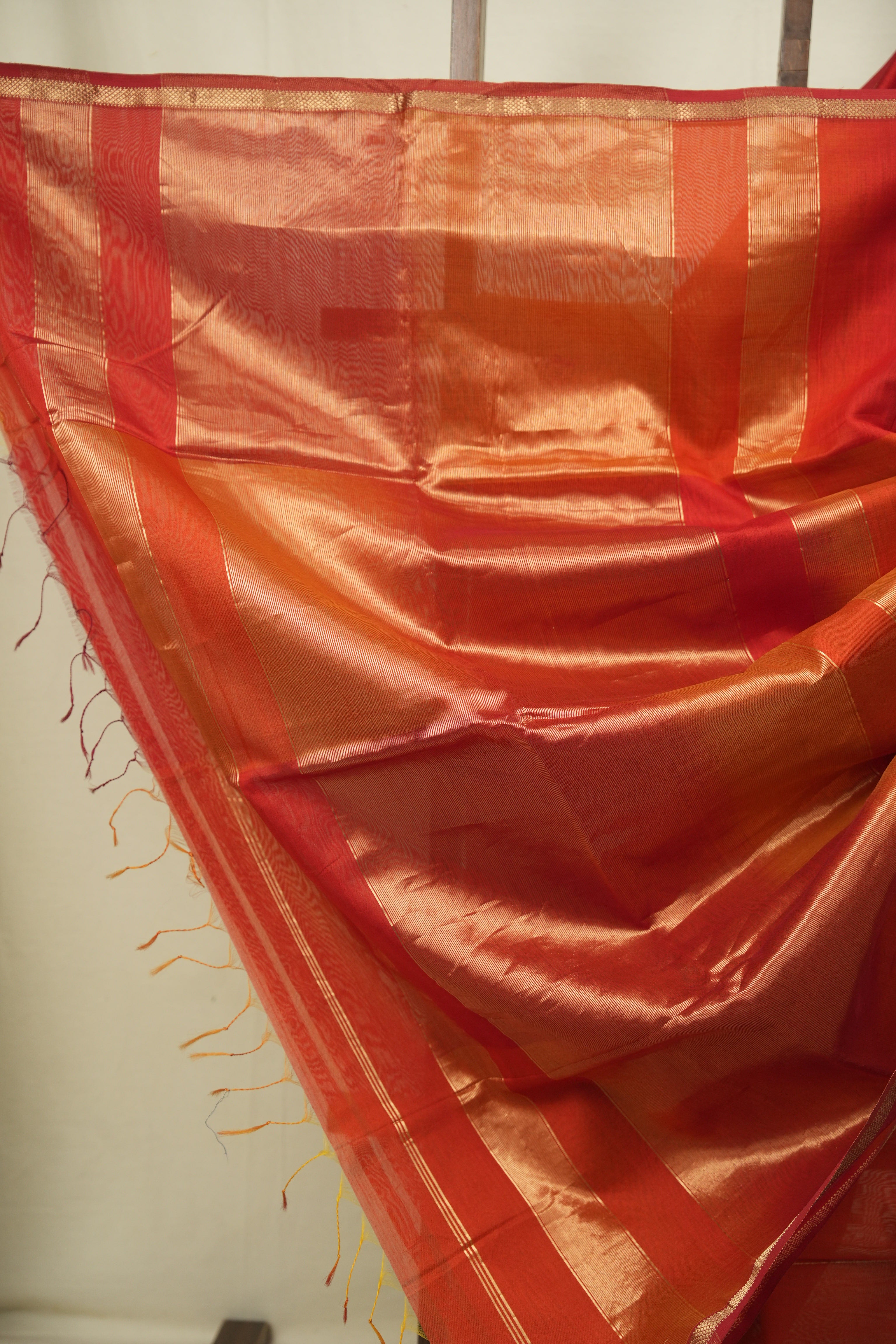 Red -Orange Maheshwari Saree - SRROMS1307