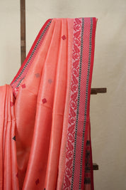 Baby Pink Jamdani Tussar Silk Saree - SRBPJTSS0028