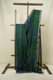 Dual Tone Green Maheshwari Saree - SRDTGMS1298