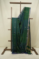Dual Tone Green Maheshwari Saree - SRDTGMS1298