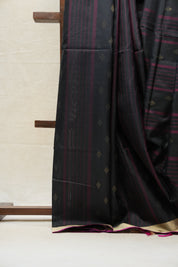 Black Soft Silk Saree - SRBSSS340