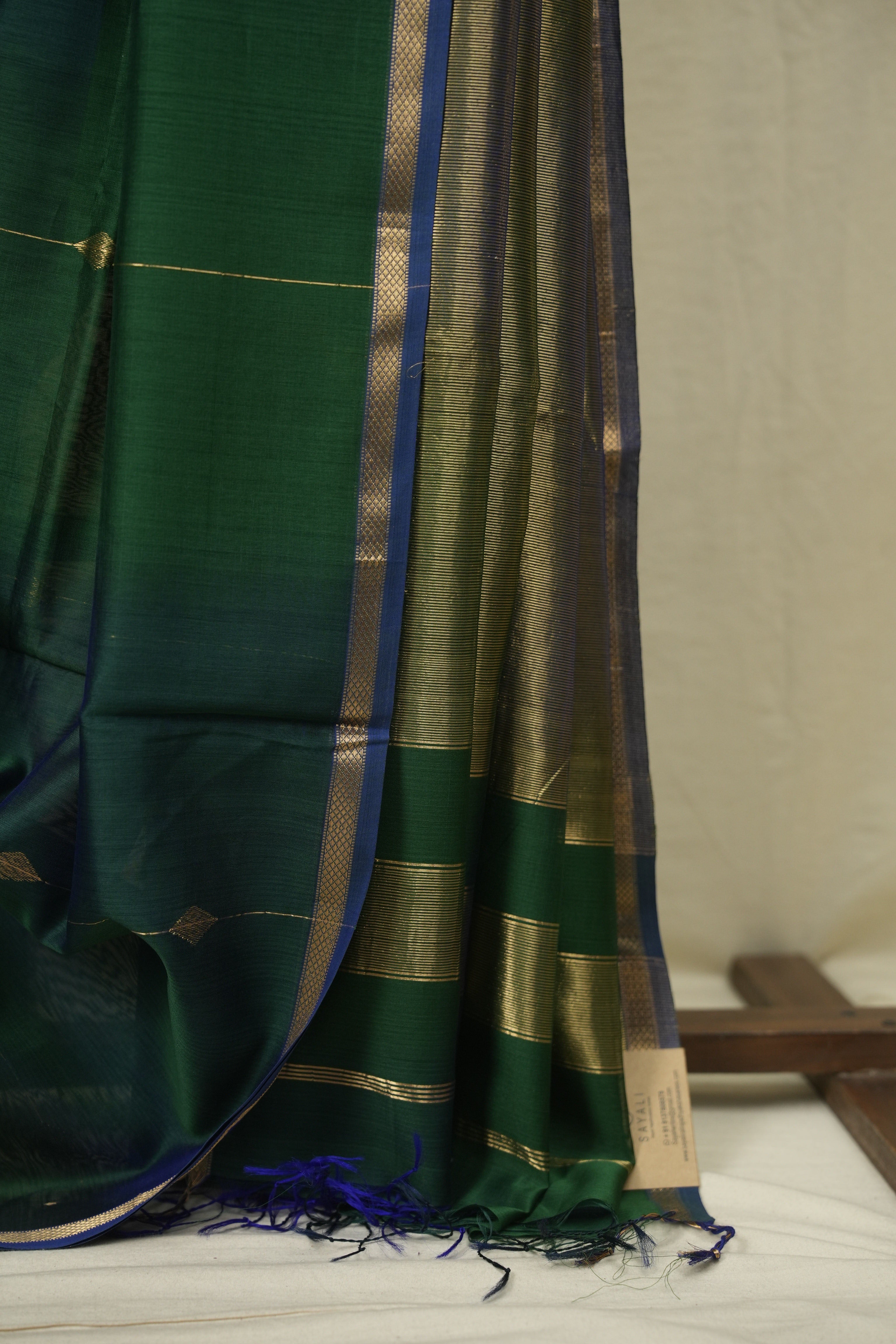 Dual Tone Green Maheshwari Saree - SRDTGMS1298