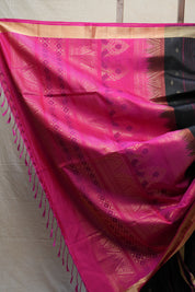Black Soft Silk Saree - SRBSSS340