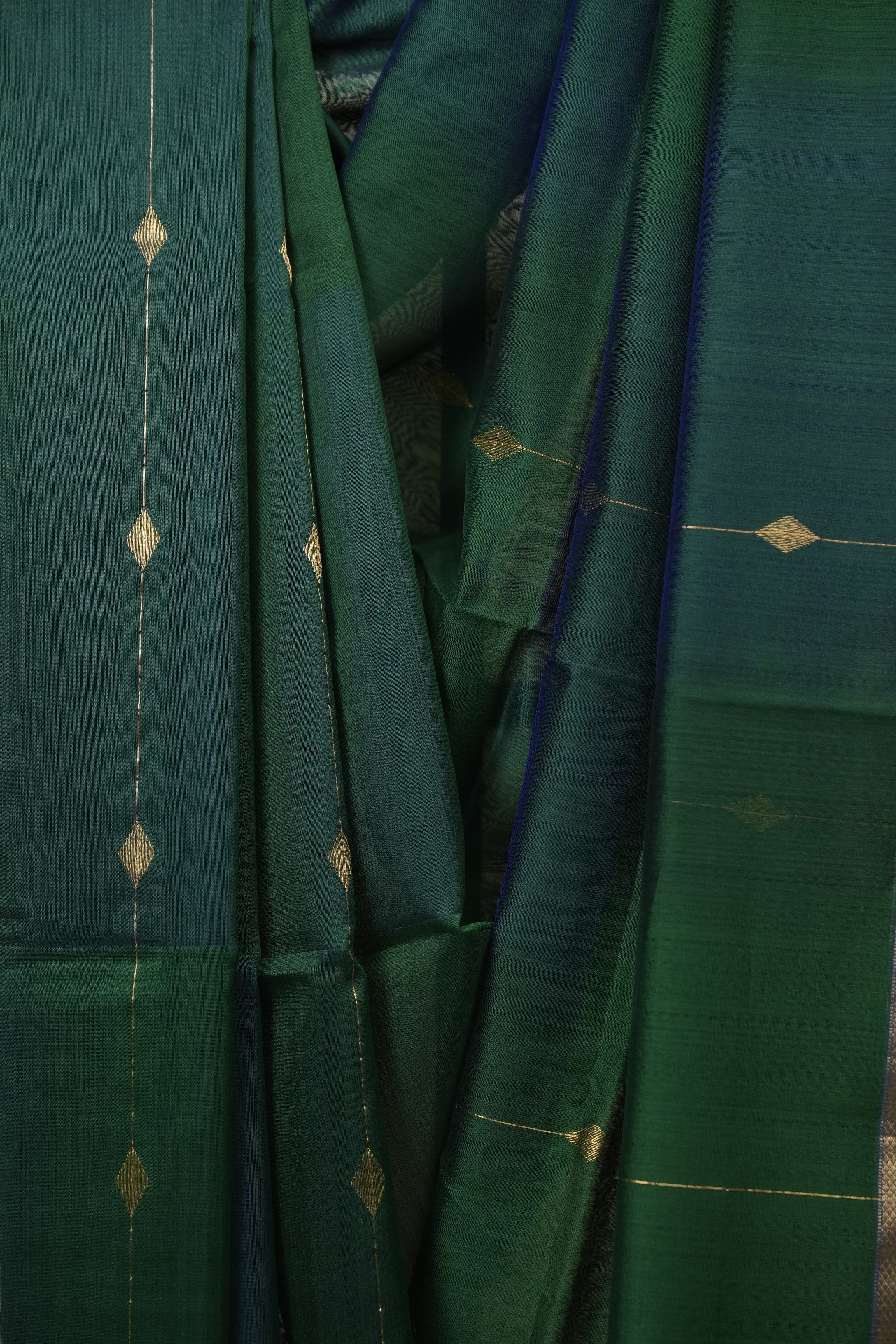 Dual Tone Green Maheshwari Saree - SRDTGMS1298