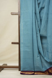 Sky Blue Cotton Mangalgiri Saree - SRSBCMS39