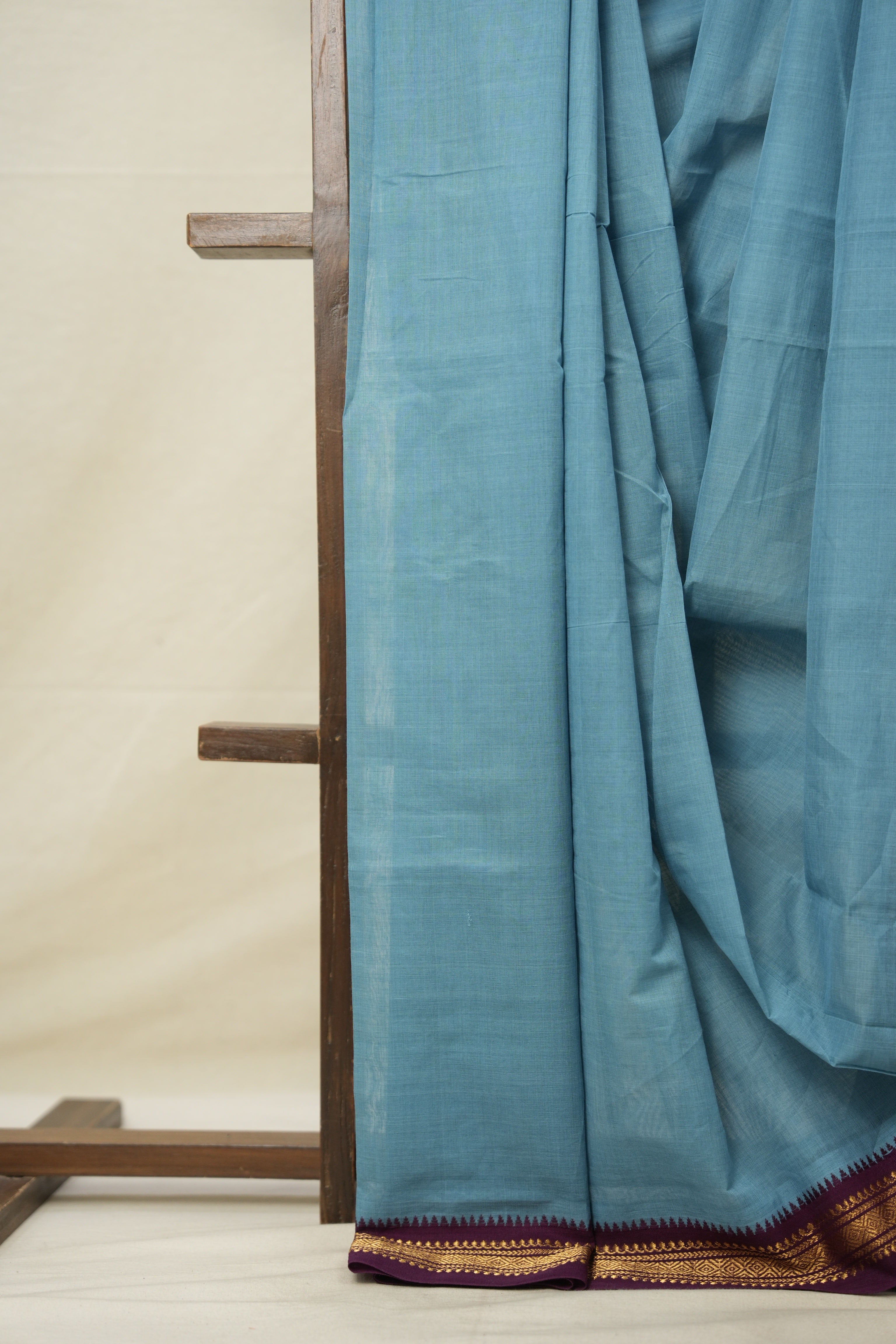 Sky Blue Cotton Mangalgiri Saree - SRSBCMS39