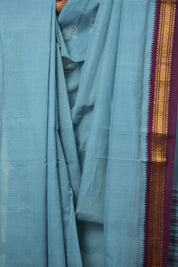 Sky Blue Cotton Mangalgiri Saree - SRSBCMS39