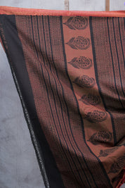 Rust Ajrakh HBP Chanderi Cotton Silk Saree - SRRACS1089