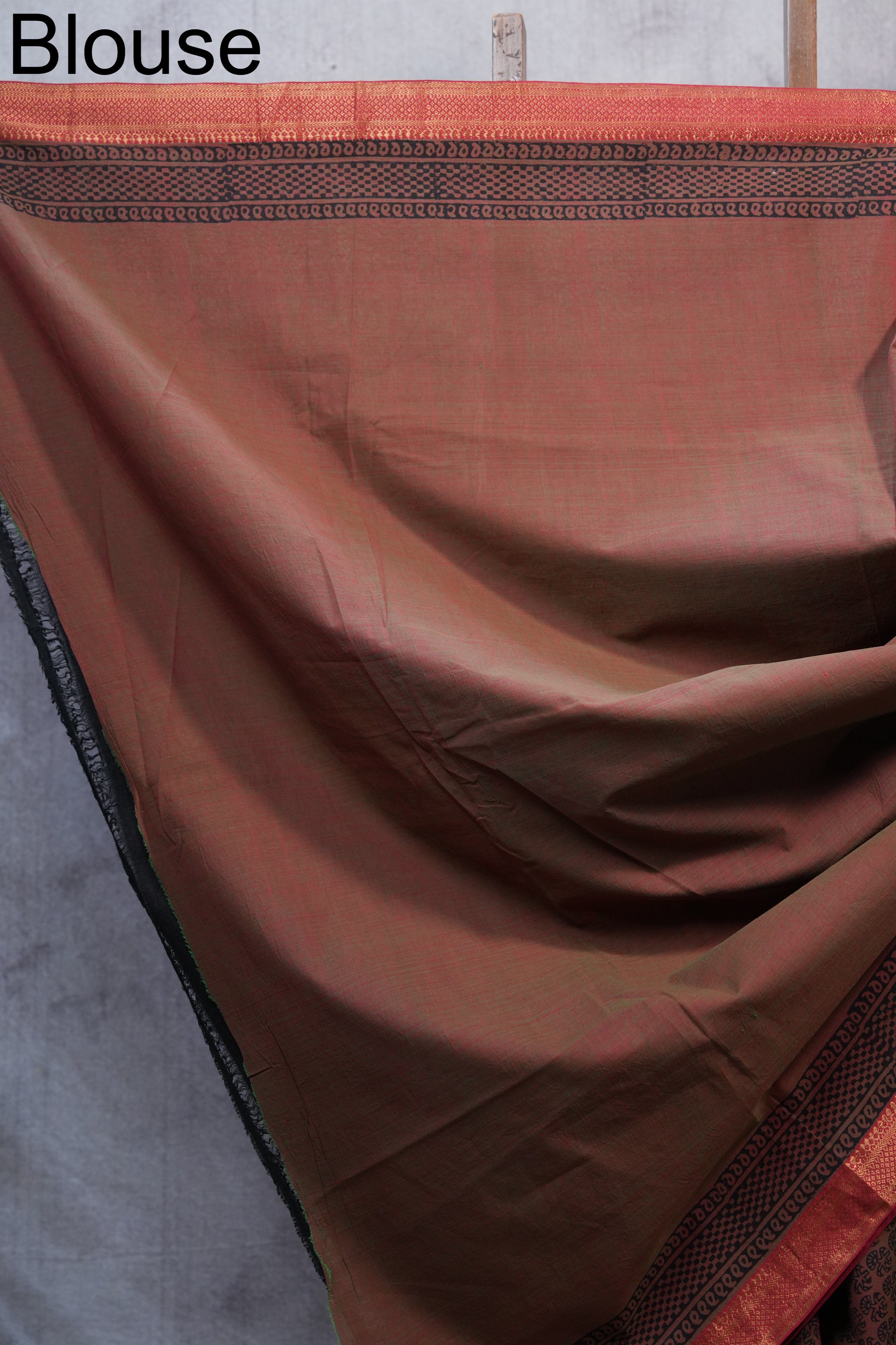 Rust Ajrakh HBP Chanderi Cotton Silk Saree - SRRACS1089