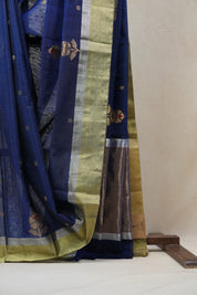 Navy Blue Chanderi Cotton Silk Saree - SRNBCSS302