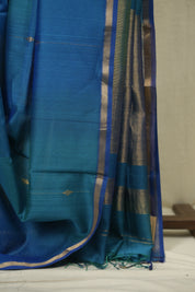 Dual Tone Blue Maheshwari Saree - SRDTBMS1303