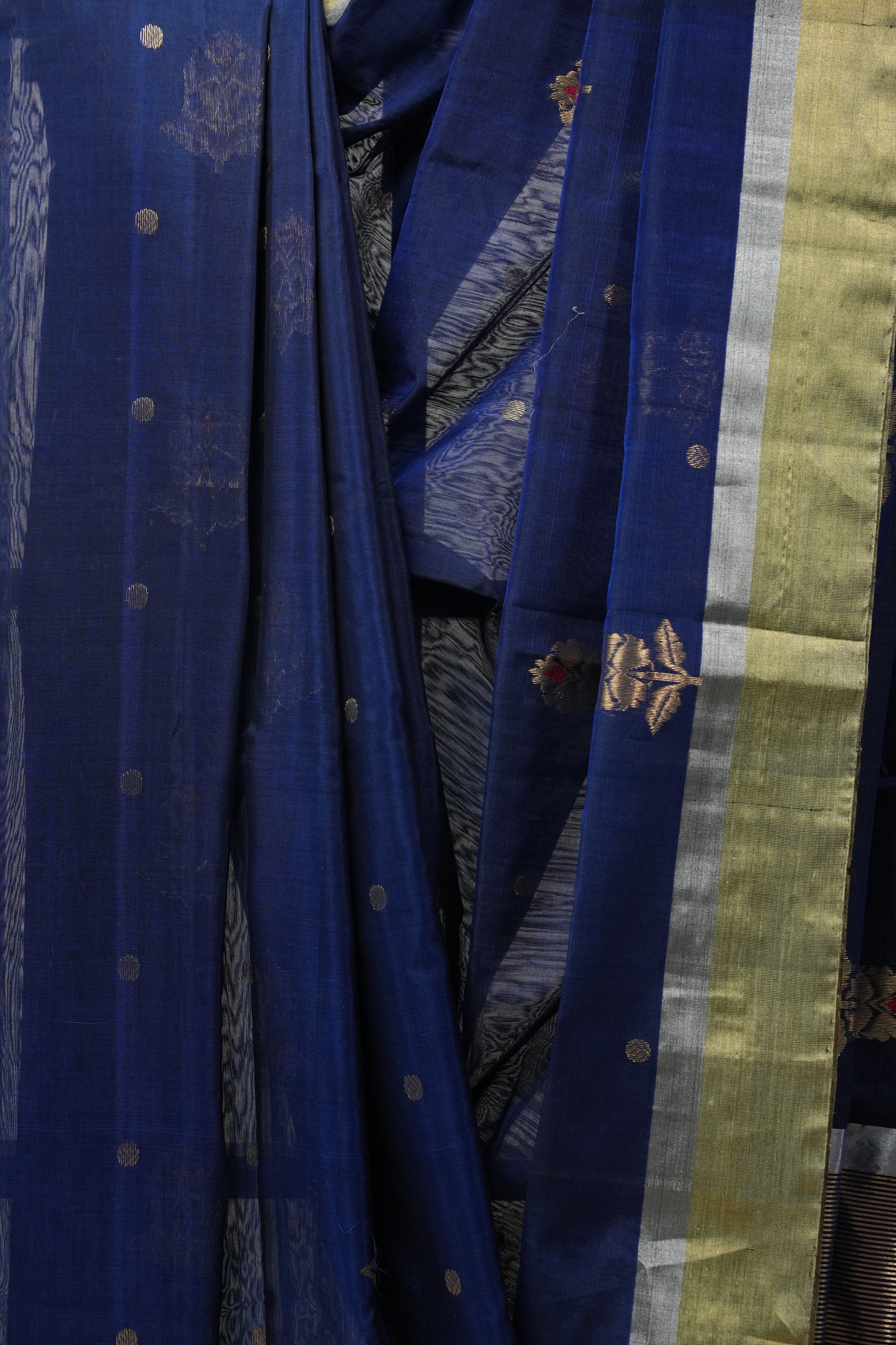 Navy Blue Chanderi Cotton Silk Saree - SRNBCSS302