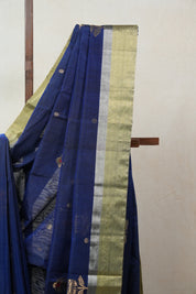 Navy Blue Chanderi Cotton Silk Saree - SRNBCSS302