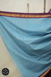 Sky Blue Cotton Mangalgiri Saree - SRSBCMS39
