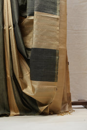 Beige & Black Soft Silk Saree - SRBBSSS331