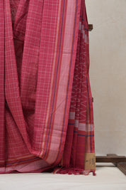 Red Pochampalli Cotton Ikat Saree - SRRPCIS454