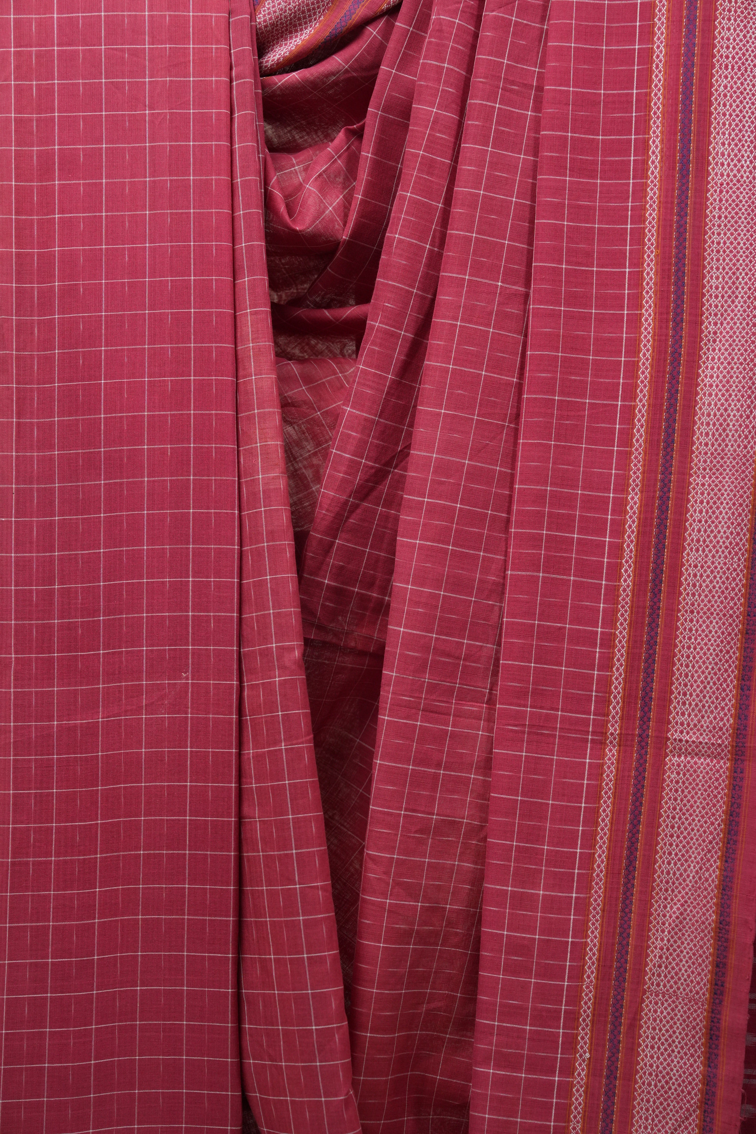 Red Pochampalli Cotton Ikat Saree - SRRPCIS454