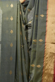 Olive Green Chanderi Cotton Silk Saree - SROGCSS325