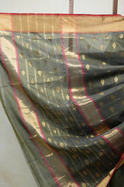 Olive Green Chanderi Cotton Silk Saree - SROGCSS325