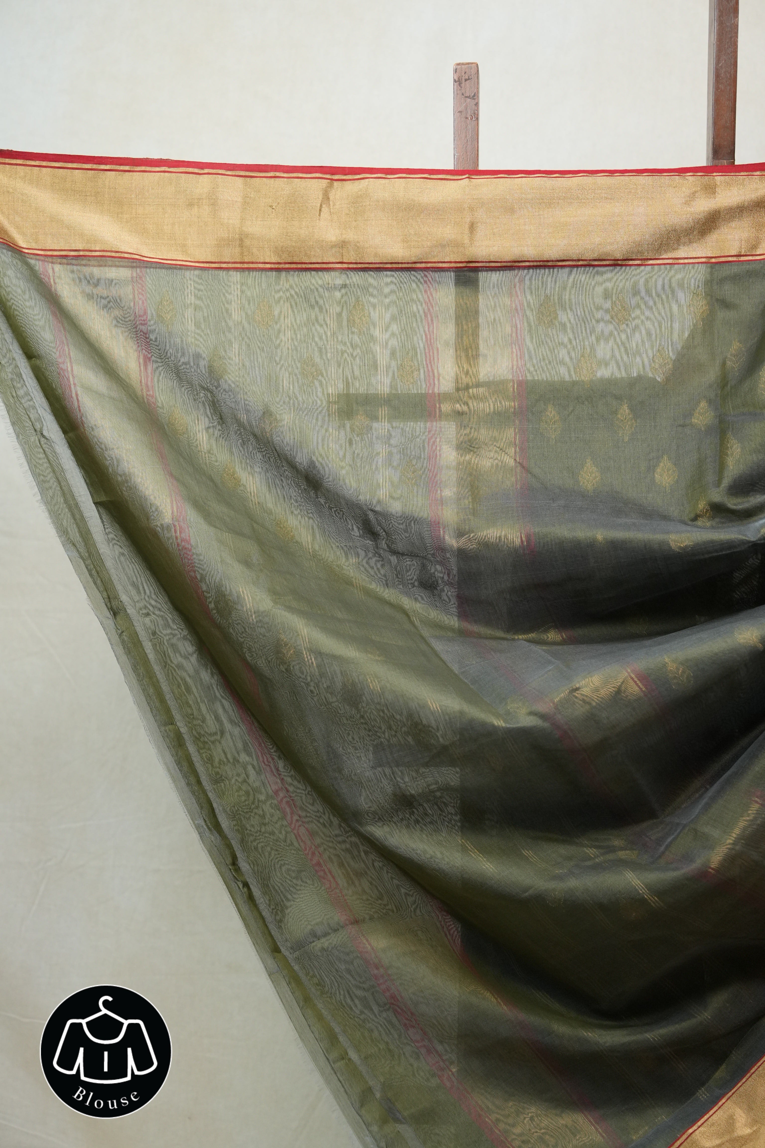 Olive Green Chanderi Cotton Silk Saree - SROGCSS325