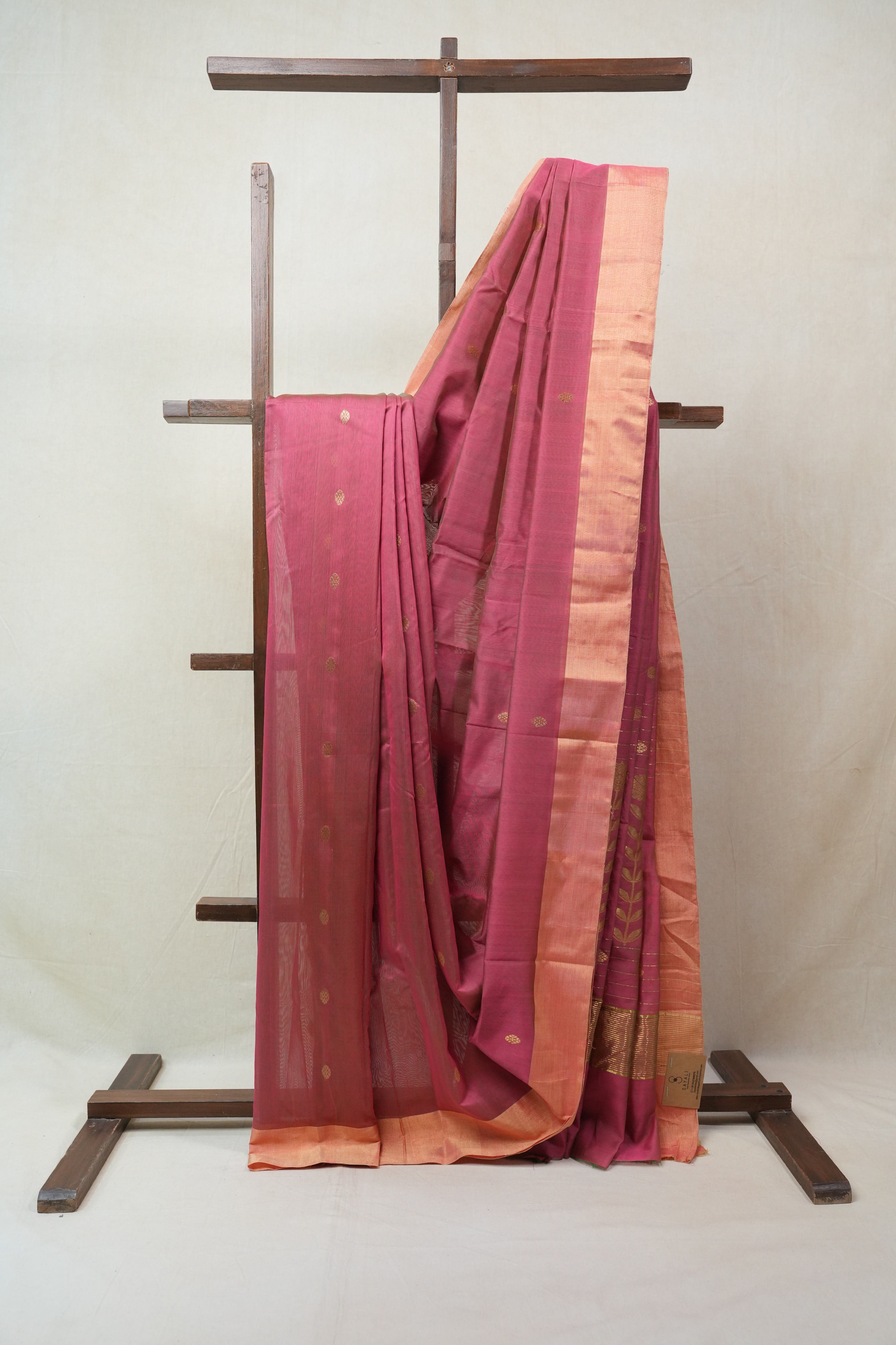 Two Tone Pink Chanderi Cotton Silk Saree - SRTTPCSS320