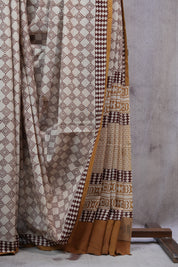 Cream HBP Cotton Saree - SRCCS2368