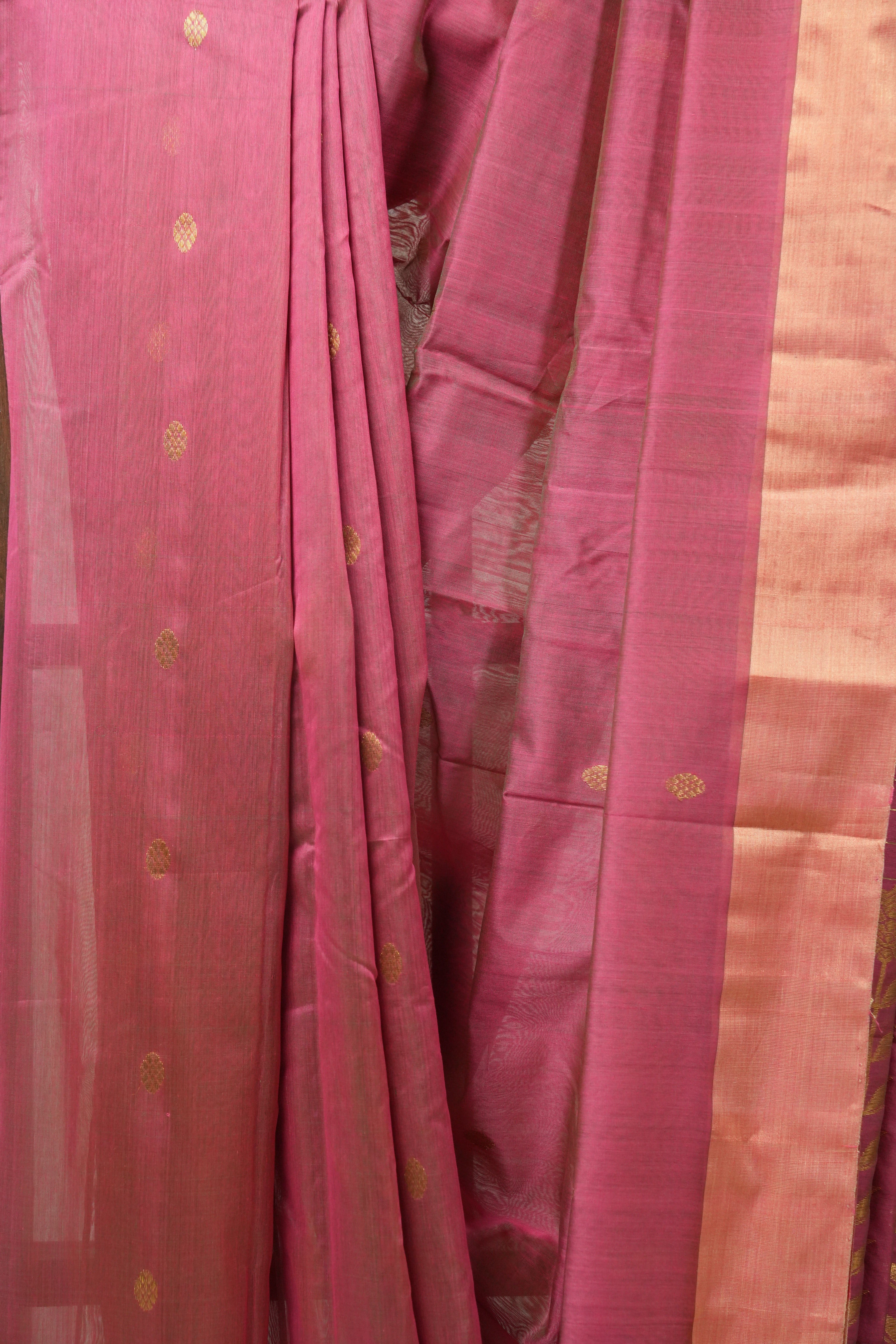 Two Tone Pink Chanderi Cotton Silk Saree - SRTTPCSS320