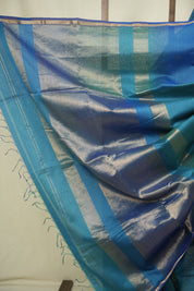 Dual Tone Blue Maheshwari Saree - SRDTBMS1303