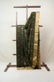 Olive Green Chanderi Cotton Silk Saree - SROGCSS321