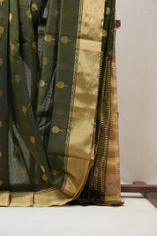 Olive Green Chanderi Cotton Silk Saree - SROGCSS321