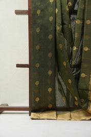 Olive Green Chanderi Cotton Silk Saree - SROGCSS321