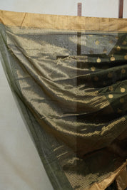 Olive Green Chanderi Cotton Silk Saree - SROGCSS321