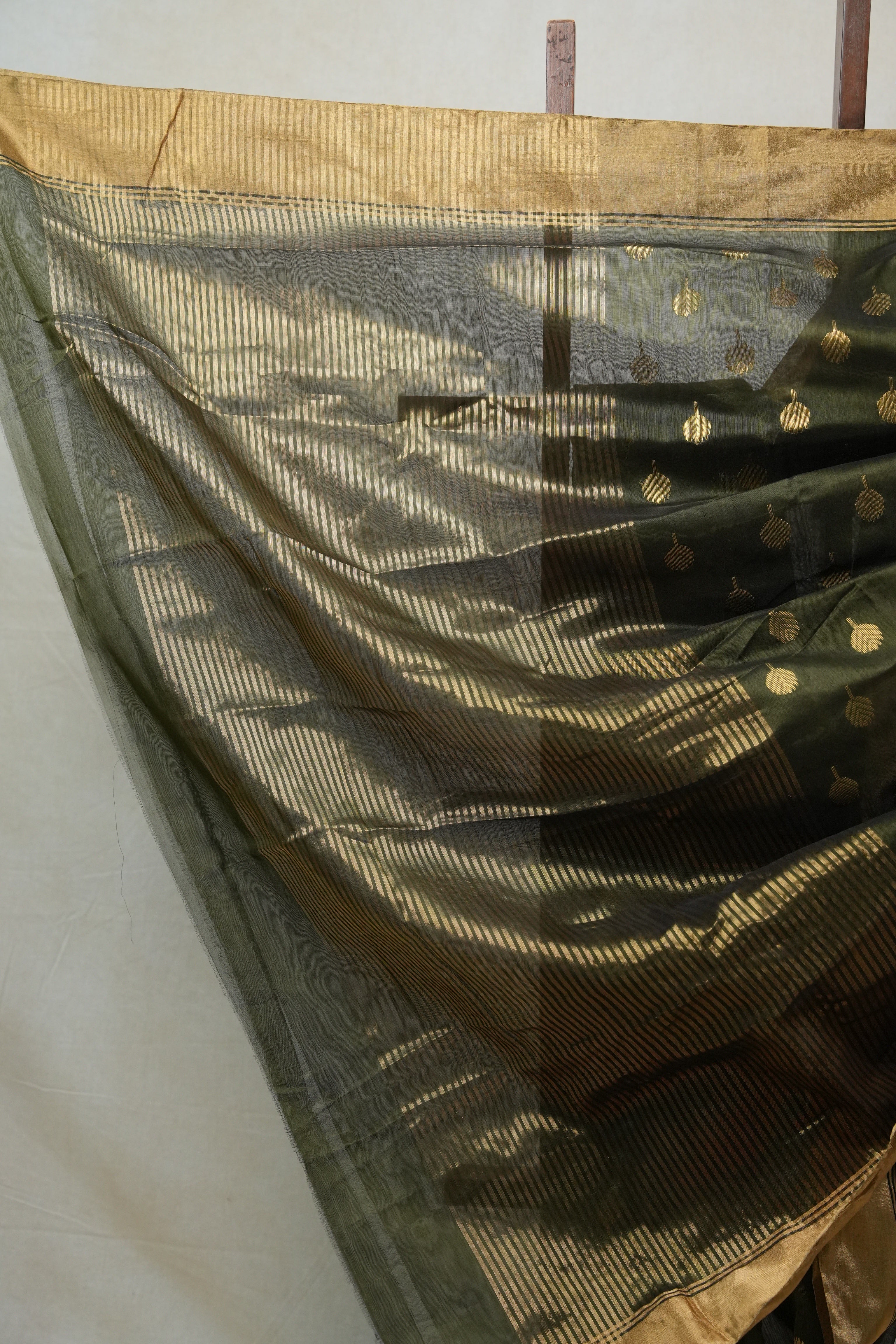 Olive Green Chanderi Cotton Silk Saree - SROGCSS321