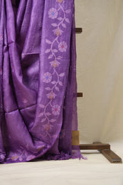 Light Purple Jamdani Tussar Silk Saree - SRLPJTSS0020