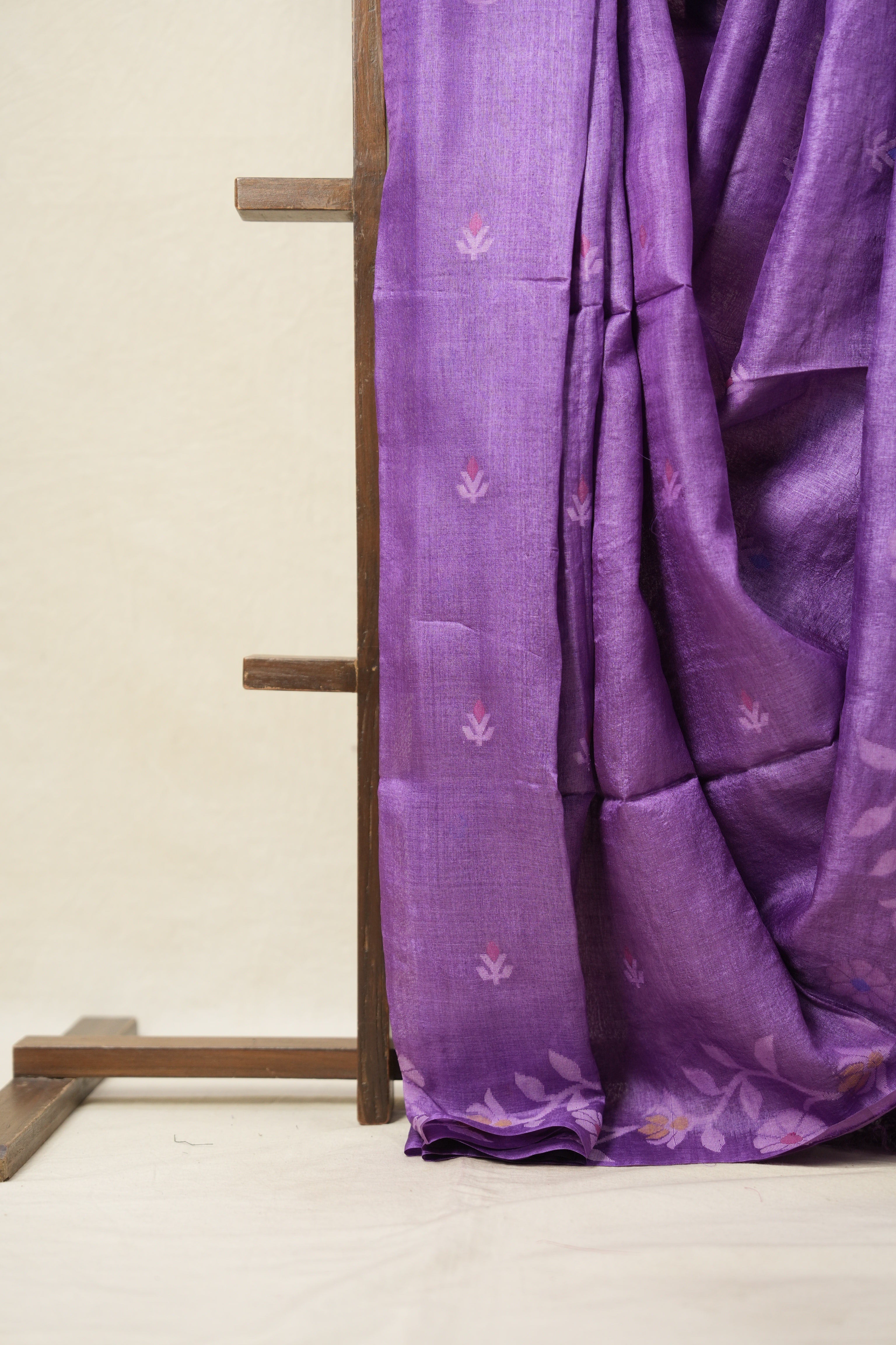 Light Purple Jamdani Tussar Silk Saree - SRLPJTSS0020