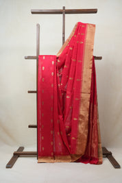 Red Chanderi Cotton Silk Saree - SRRCSS323