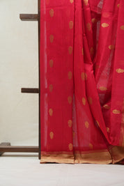 Red Chanderi Cotton Silk Saree - SRRCSS323