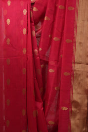 Red Chanderi Cotton Silk Saree - SRRCSS323